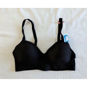 Hanes G199 Women's Smooth Comfort Foam Wireless  Bra Size Large Black NEW